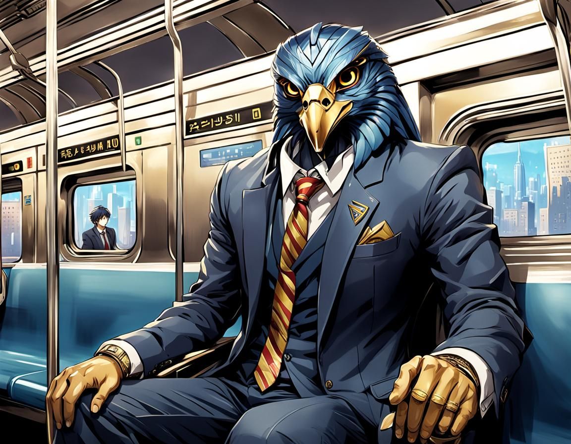 Egyptian God Ra Rides the Subway in Anime Style