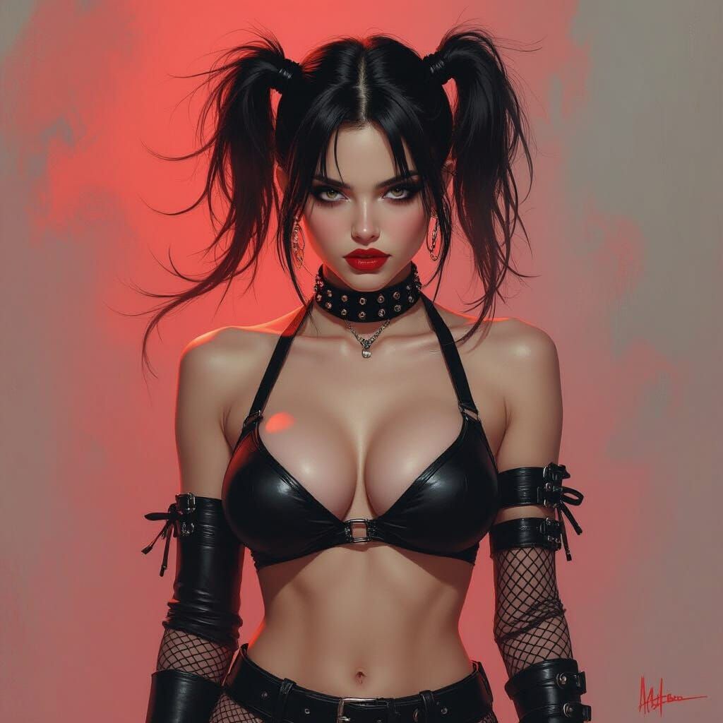 Moody Postpunk Portrait with Red Mist Background