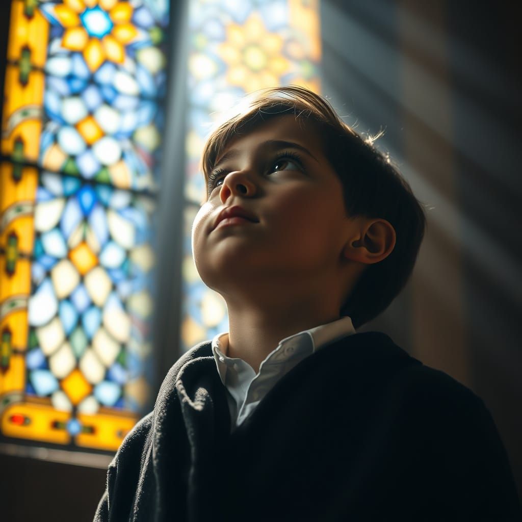 Young Hasidic Boy in Spiritual Radiance