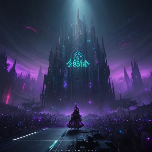 Drum and Bass Girl in Nightclub, Detailed Matte Painting