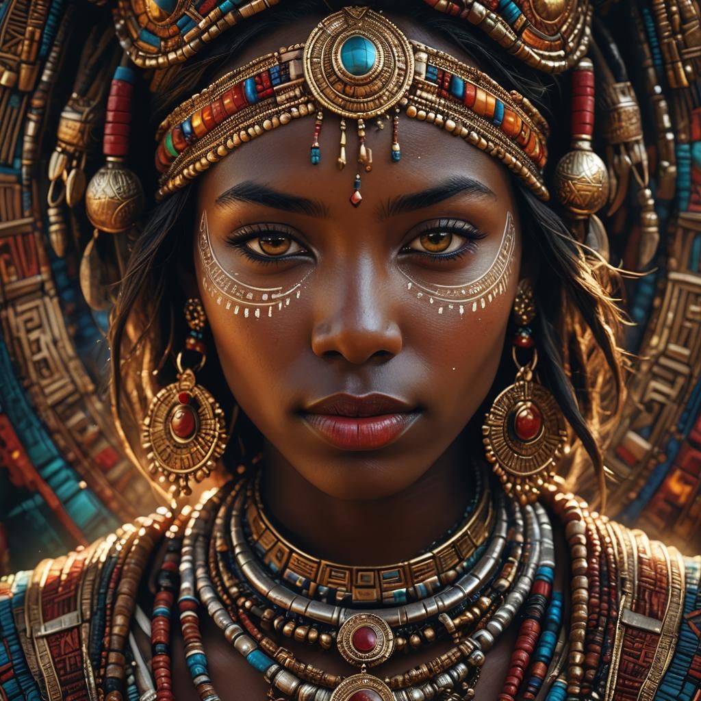 Woman in Tribal Jewelry: Hyper-Realistic Digital Art