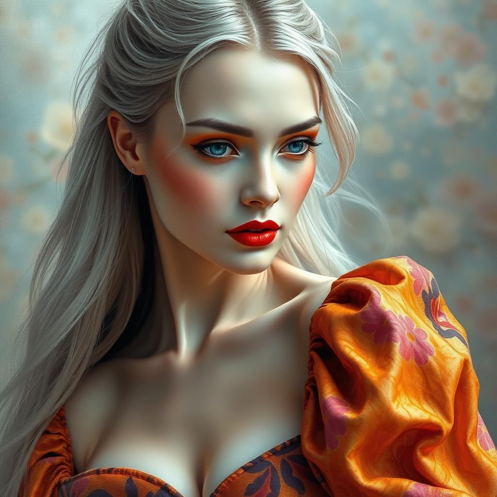 Silver-Haired Woman in Dreamy Impressionist Style