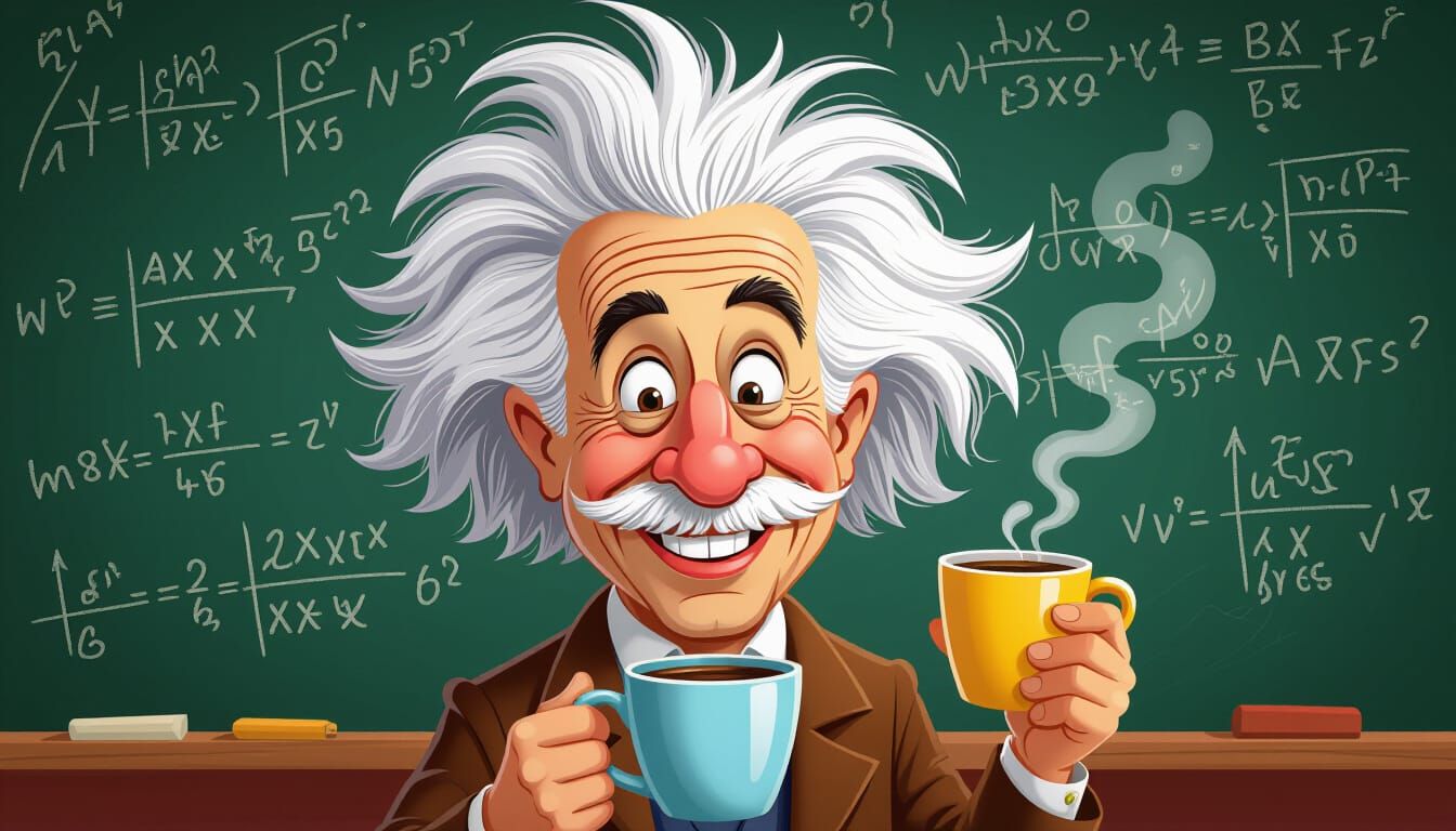 Albert Einstein's Humorous Cartoon Coffee Break