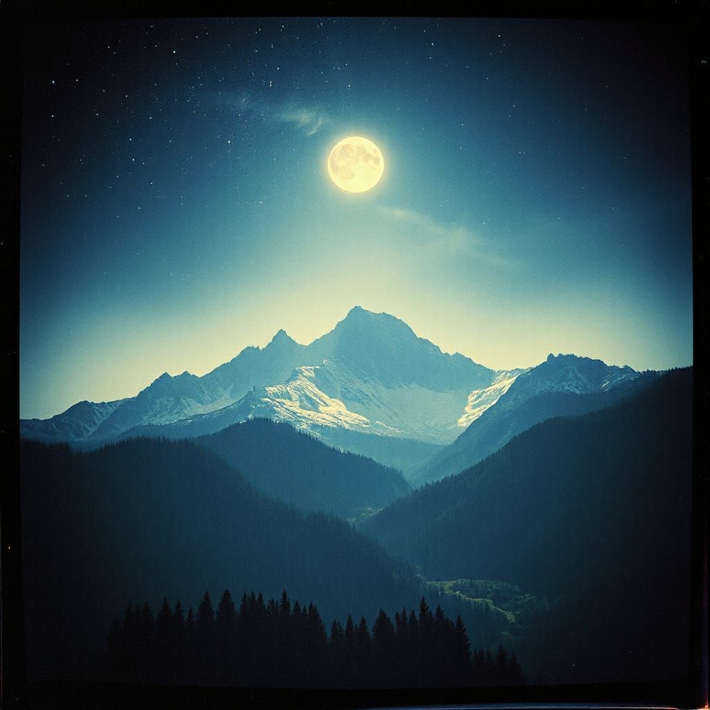 Surreal Day and Night Mountain Landscape