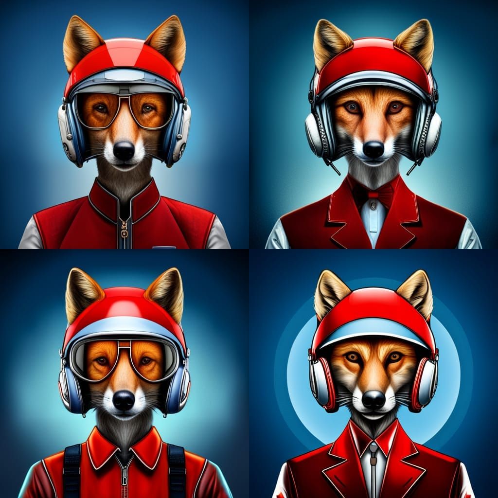 Anthropomorphic Red Fox US Navy Fighter Pilot