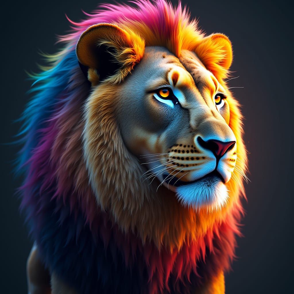 Regal Lion Warrior in Vibrant Colors