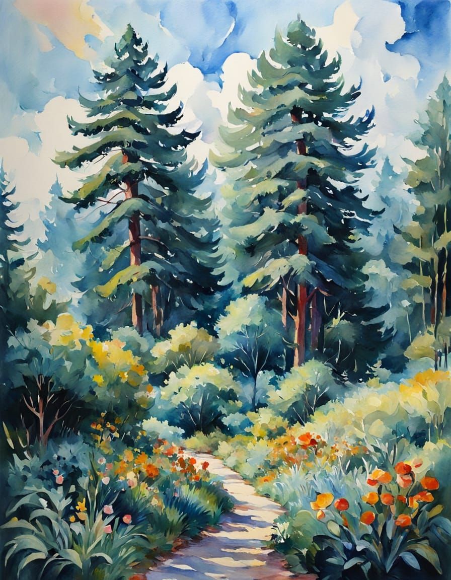 Gouache Style Impressionist Painting on Canvas