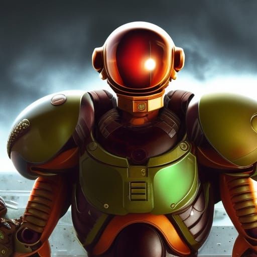 Samus Aran and Doom Guy: a Detailed Matte Painting