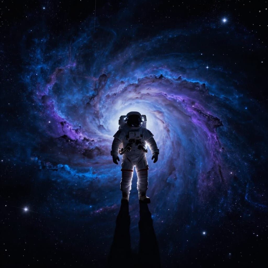 Astronaut Adrift in Cosmic Nebula