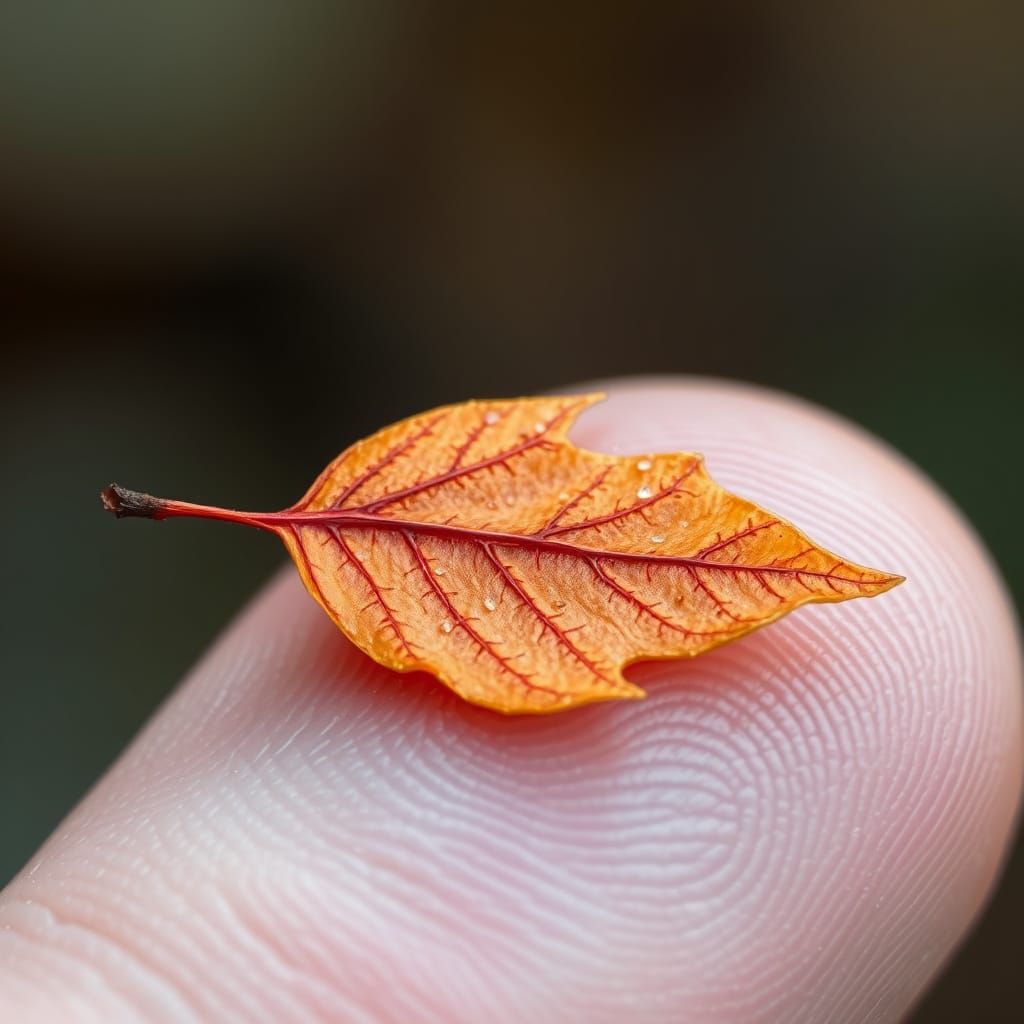 Autumn Ash Leaf on Finger with Detailed Veins