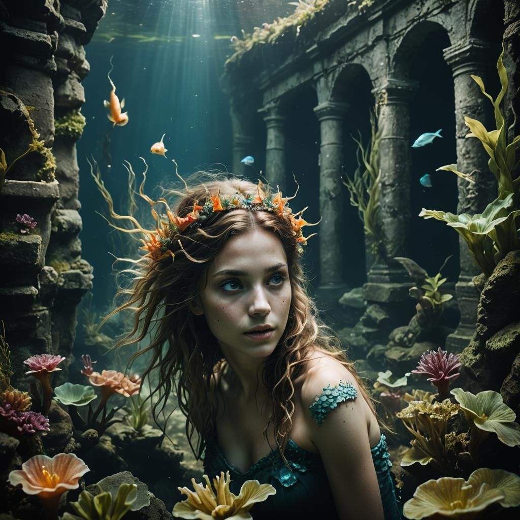 Underwater Fantasy with Mermaids and Ruins