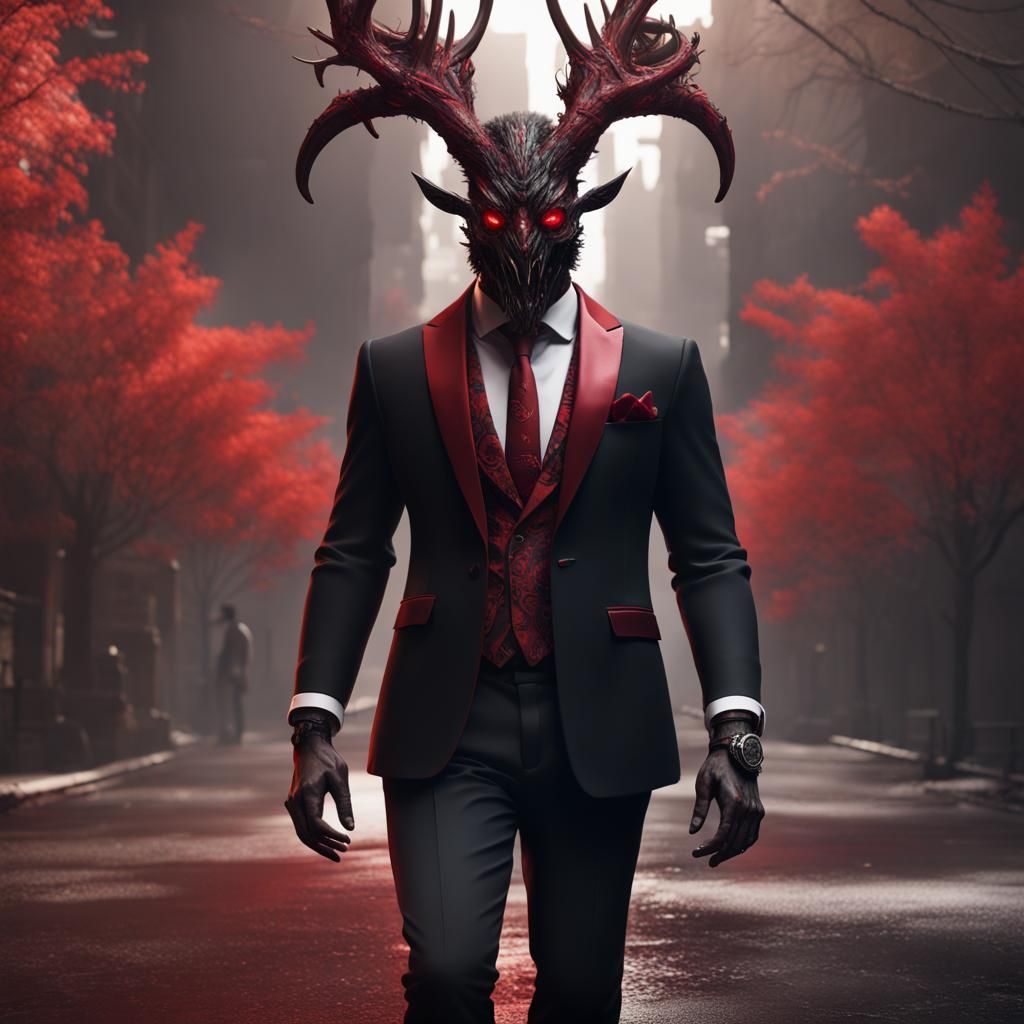 Man in Wendigo Mask: Fantasy Concept Art