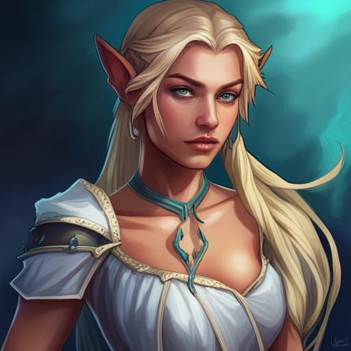 Young Elf Witch Casting Sea Magic