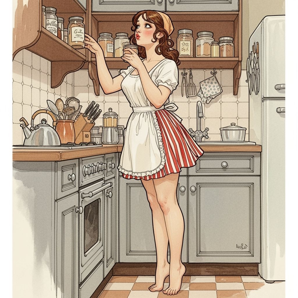 Charming Woman Reaching for Jar in Alphonse Mucha Style