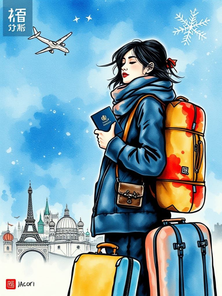 Globetrotter in Whimsical Watercolor Wonderland