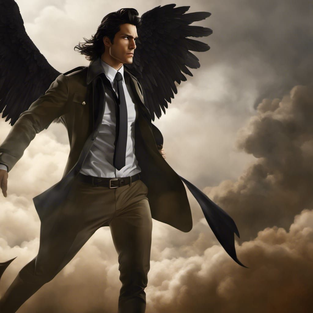 Angel with Shadow Wings in Detailed Matte Painting