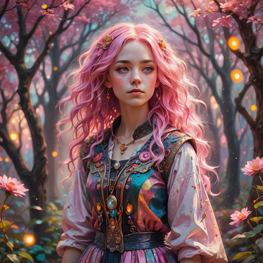 Ethereal Beauty in Vibrant Oil Painting Style