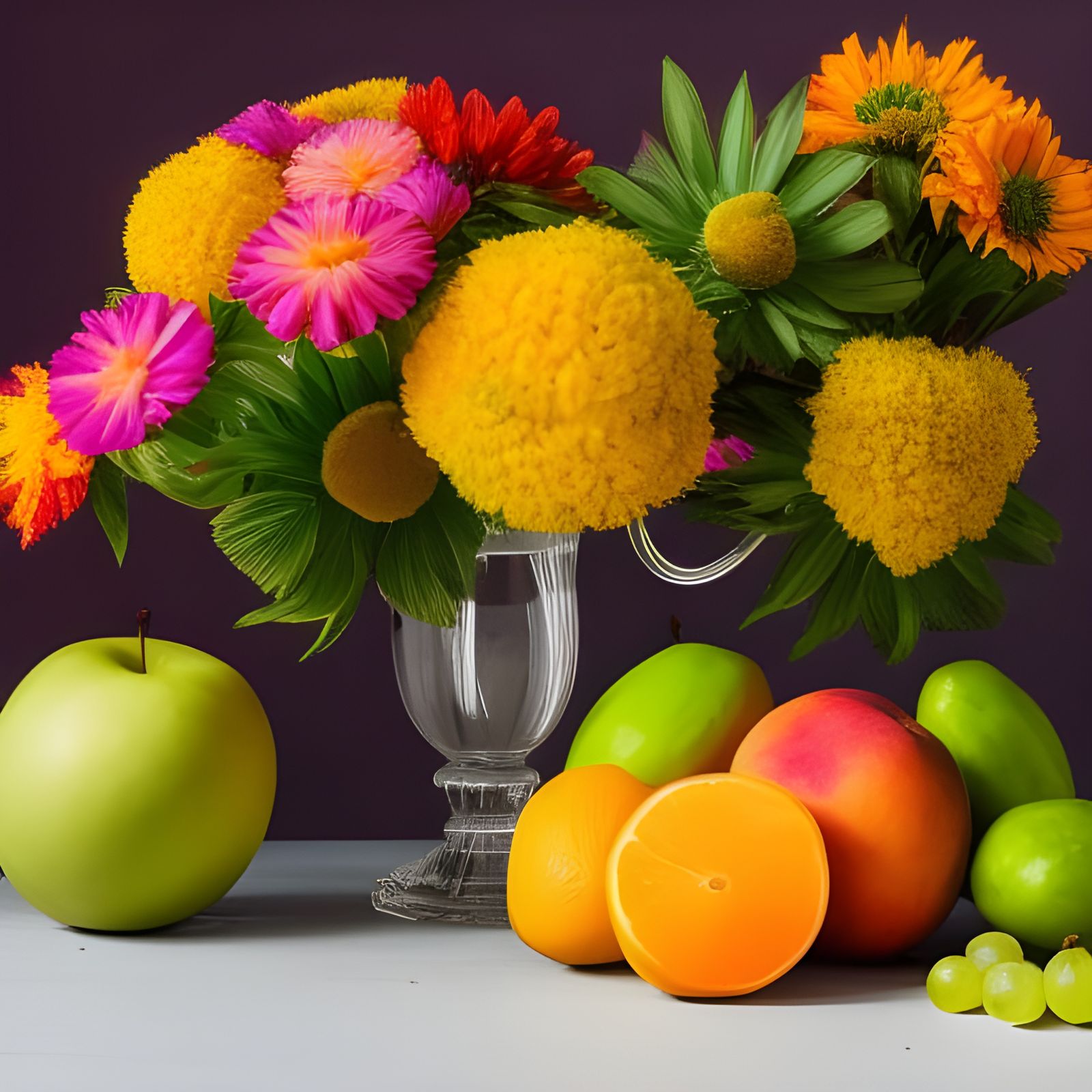 Summer Still Life: Flowers and Fruits