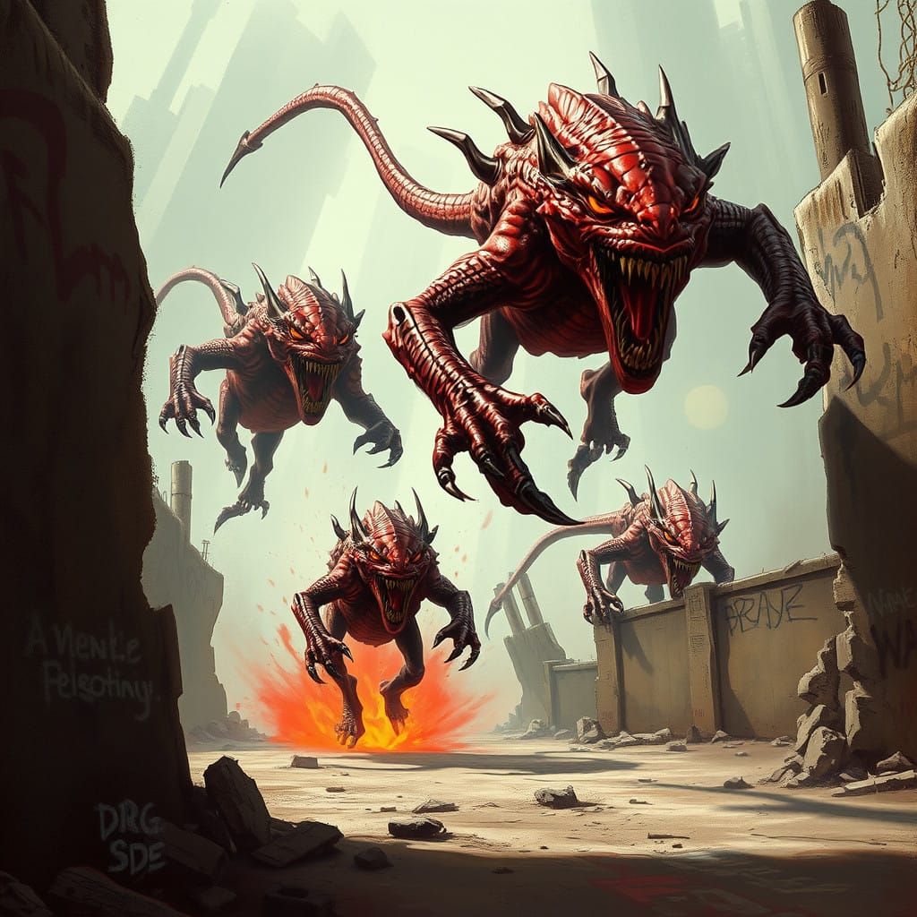 Gothic Monsters Storm Post-Apocalyptic Wasteland