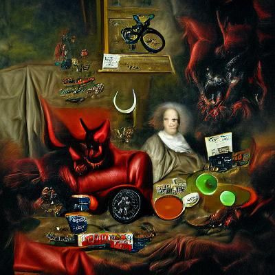 The Devil Surrounded by Treasures: Trompe-l'Oeil Painting