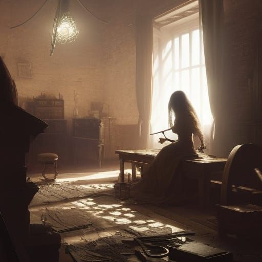 Dark Asylum Patient Carving Doll, Fantasy Concept Art