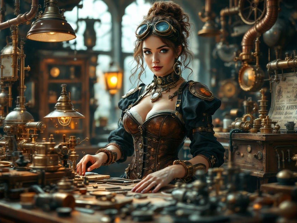 Steampunk Inventor Action Figure Box Art in Industrial-Victo...