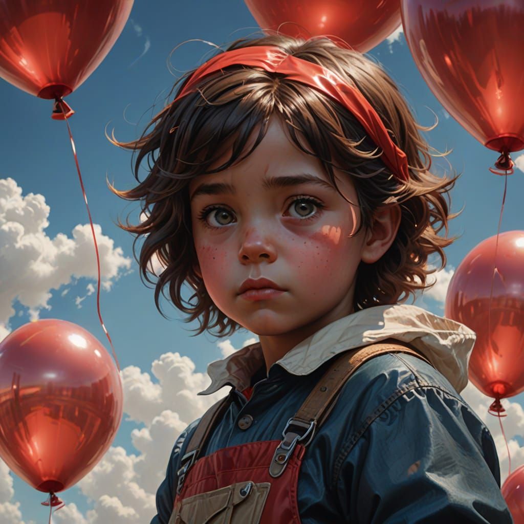 Baby's Delightful Moment with a Giant Red Balloon