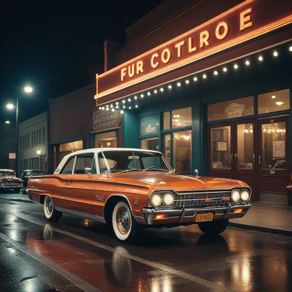1960s American Muscle Car on Vintage Theatre Stage