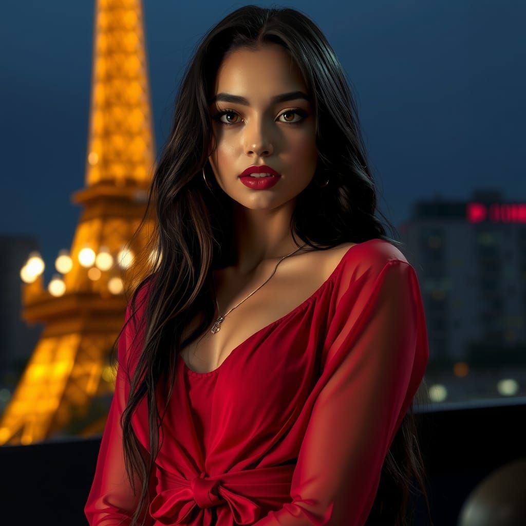 Artsy Elegant French Girl in Mini Dress