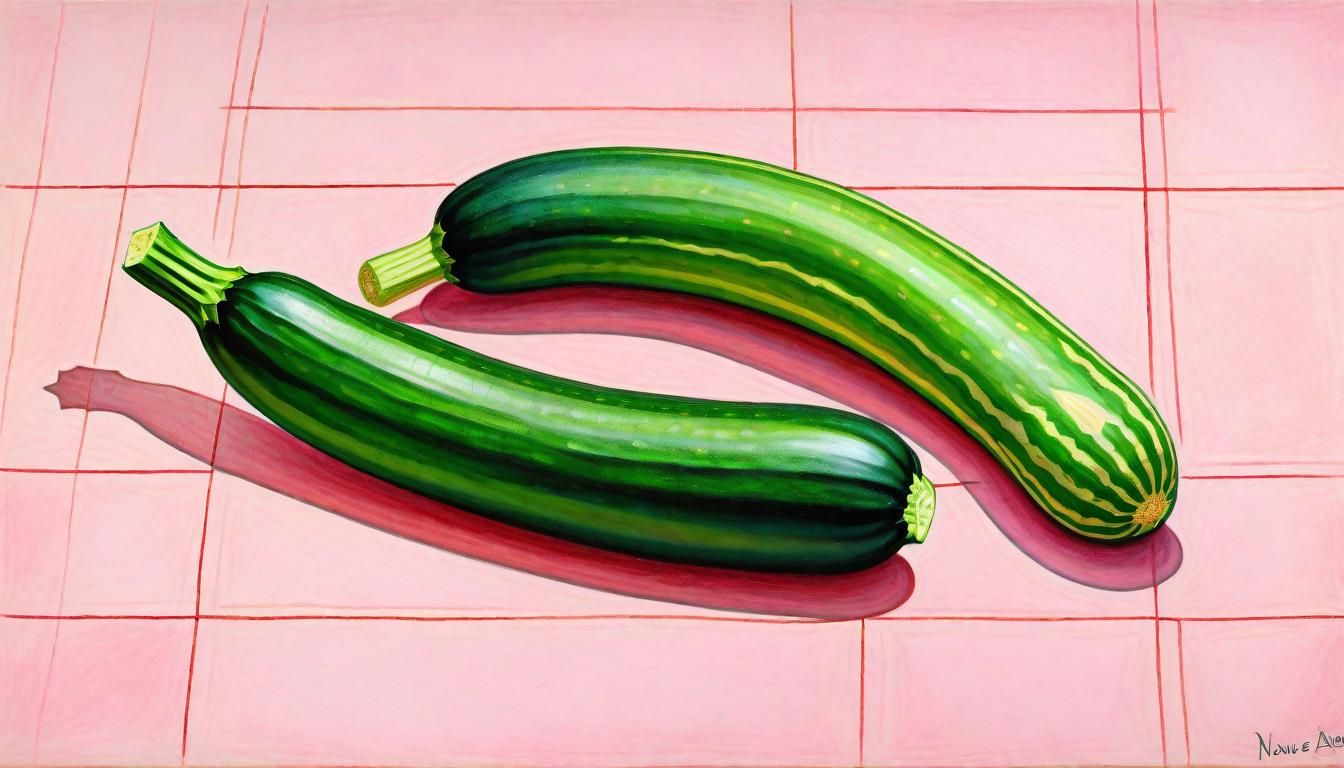 Zucchini with Wheels in Naive Colored Pencil Drawing