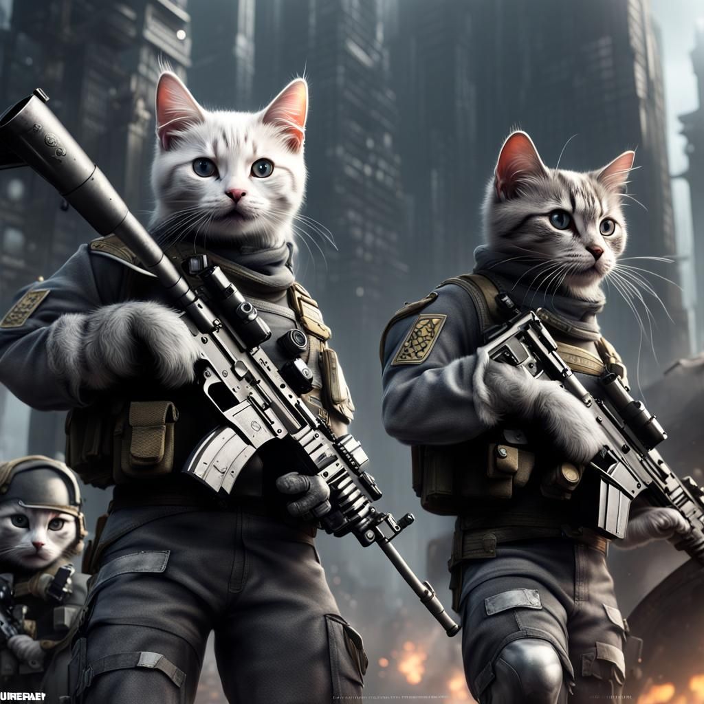 Kittens as Modern Soldiers: Fantasy Concept Art