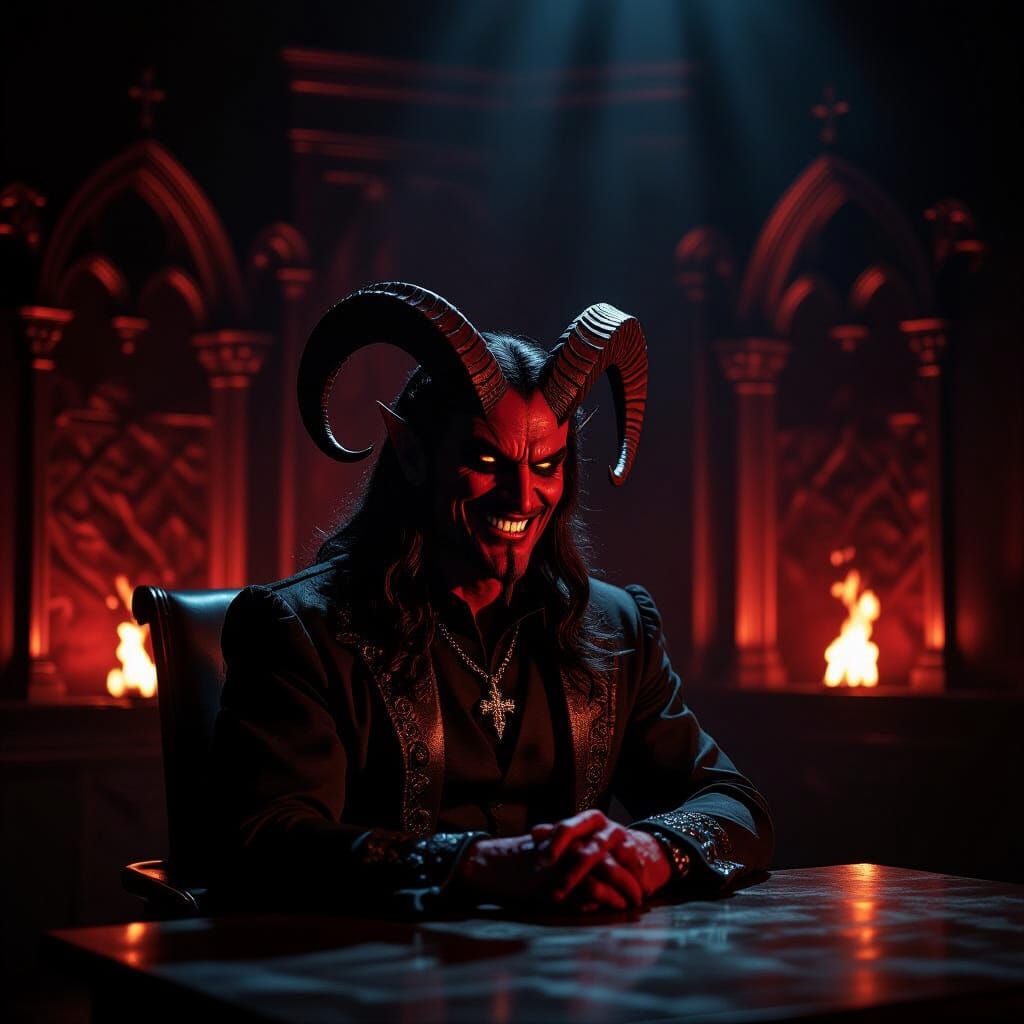 Satan Interviewed by Fox News Anchor in Gothic Studio