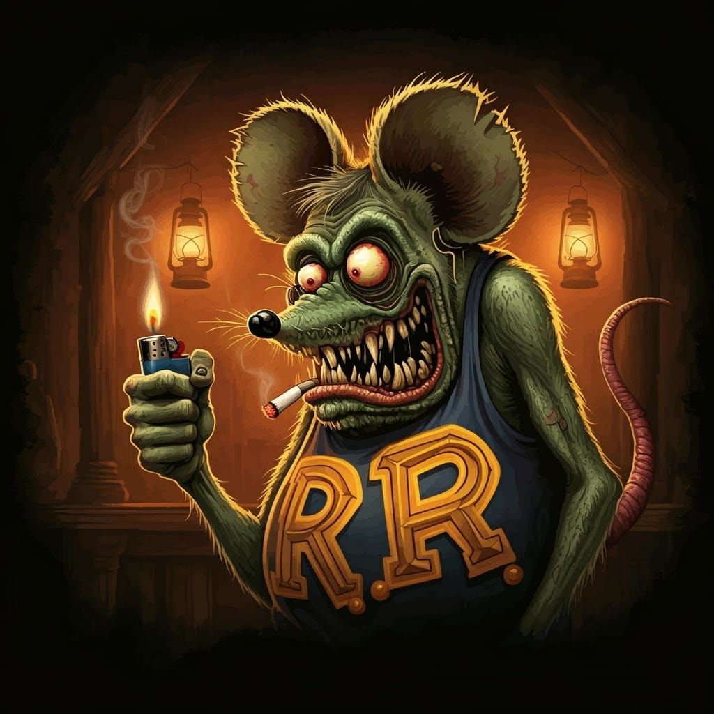 Rat Fink with Lighter in Ed Roth Style