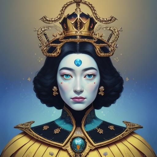 Surreal Portrait of Gaming Royalty in Digital Dreamscape