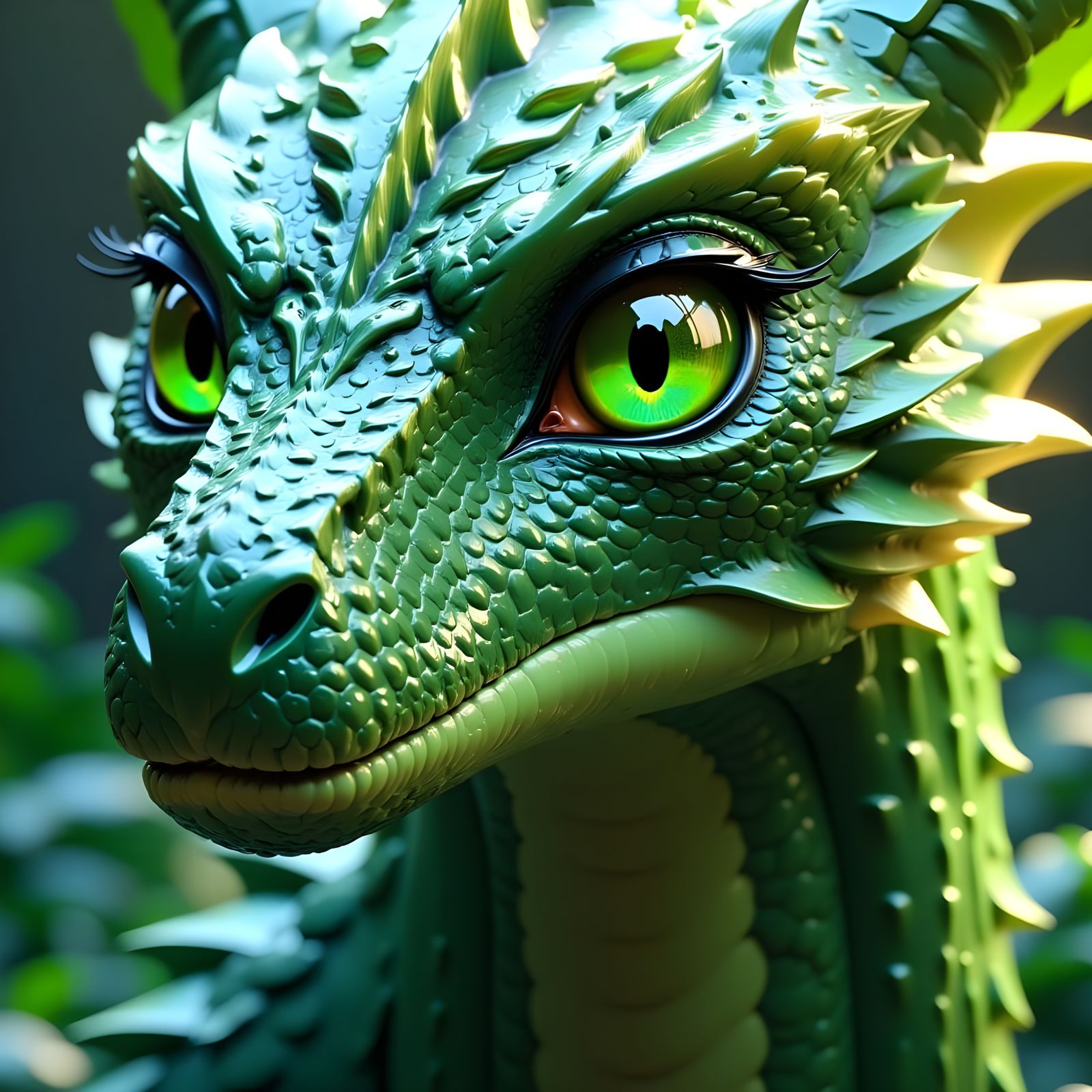 Evergreen Dragon Portrait in Anime Style