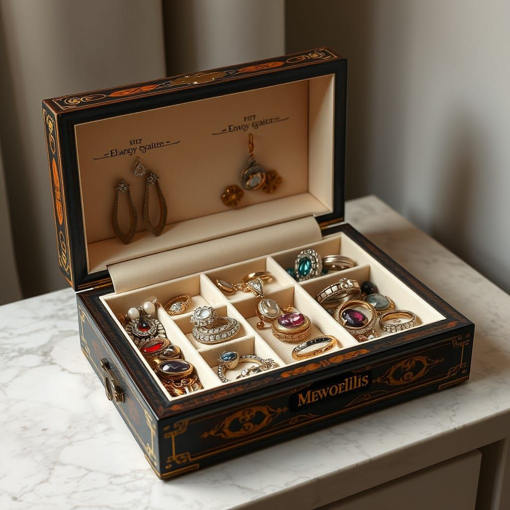 Jewellery Box Filled with Jewels and Gems