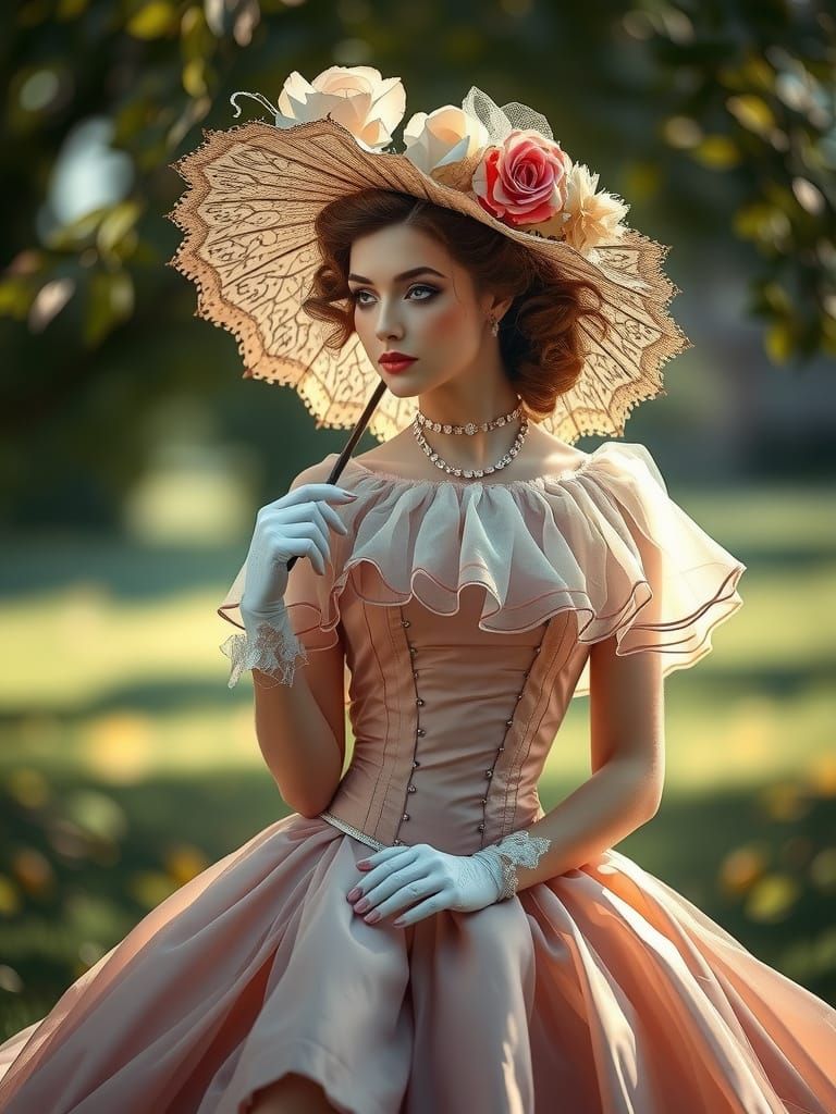 Southern Belle in Cinematic Style with Hoop Skirt