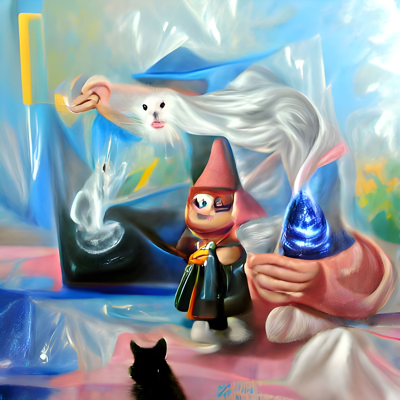 Magical Wizard and Familiar, Oil on Canvas