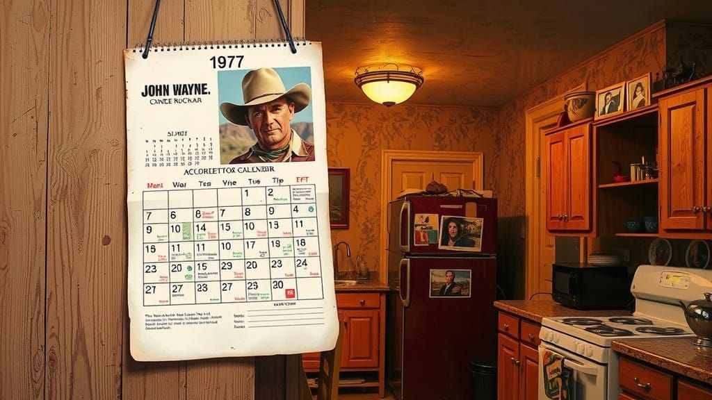 Retro Kitchen Calendar Featuring John Wayne