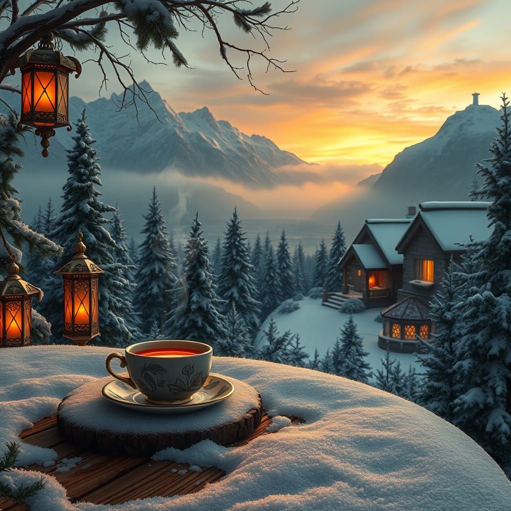 Winter Serenity in Matte Painting Style