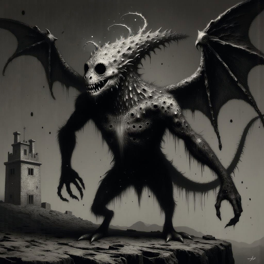 Ethereal Cthulhu Dragon Emerges from the Shadows