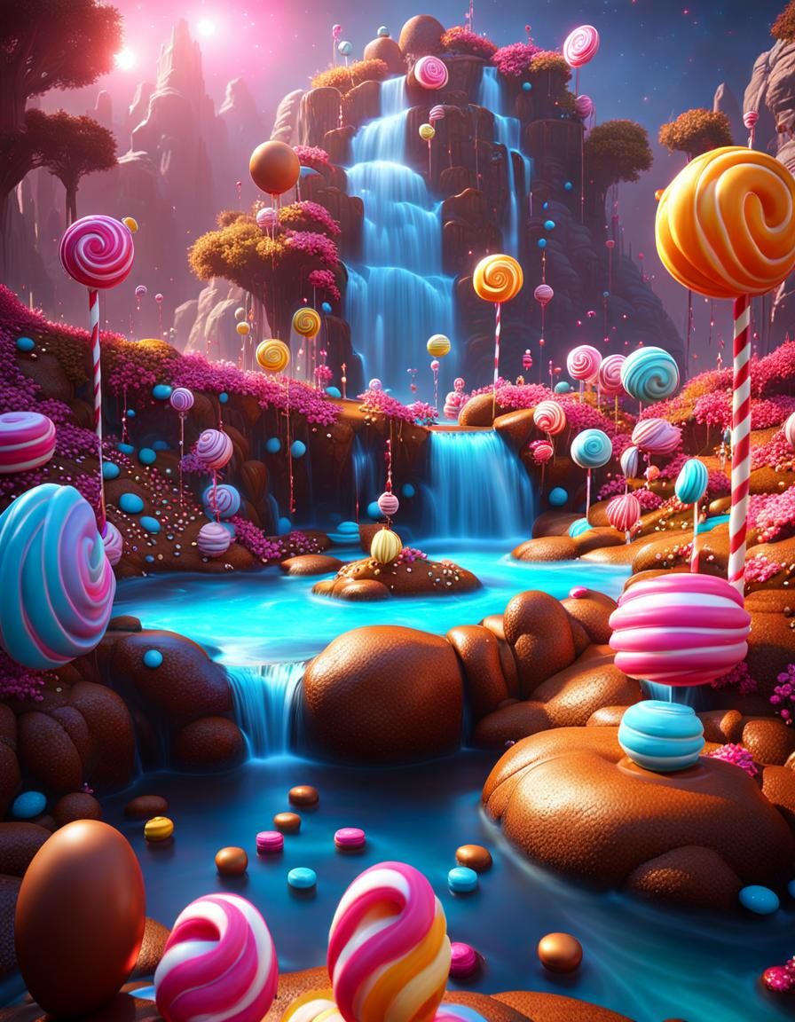 Candy Queen at Chocolate Waterfall in Unreal Engine