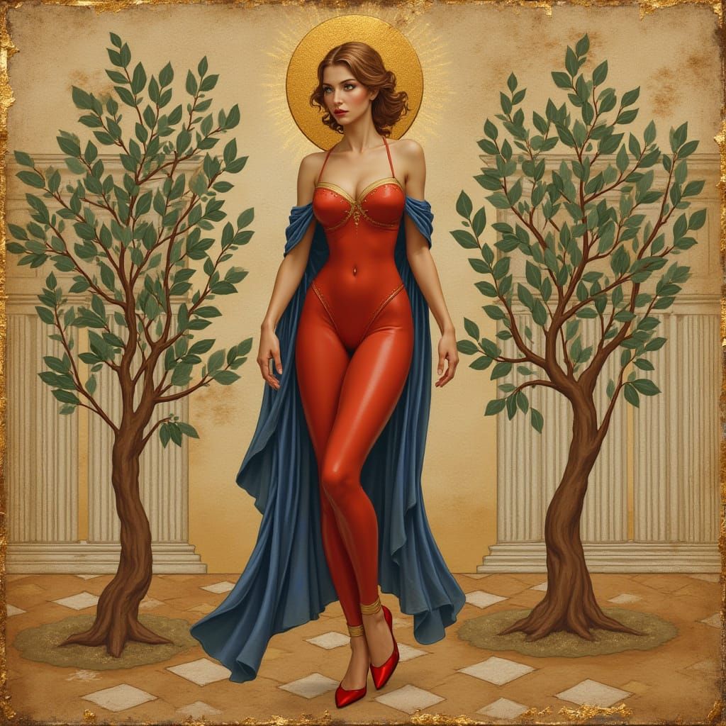 Medieval Goddess in Crimson Latex