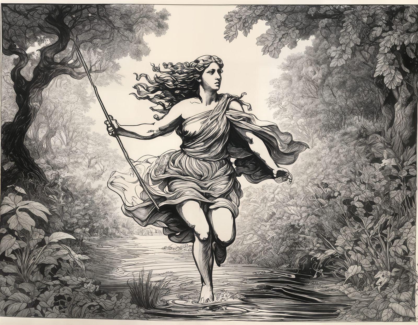 Baroque Goddess in a Whispering Woodland