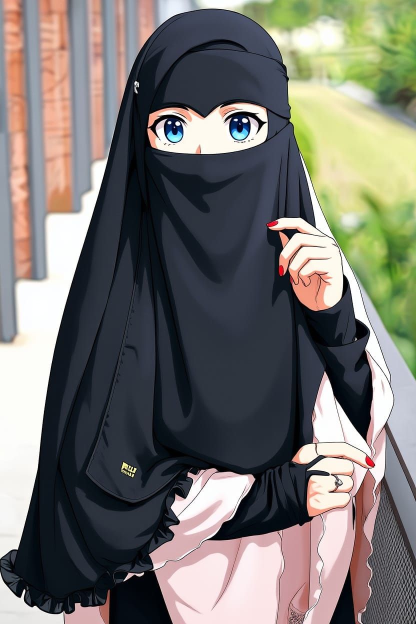Anime Style Muslim Woman in Niqab