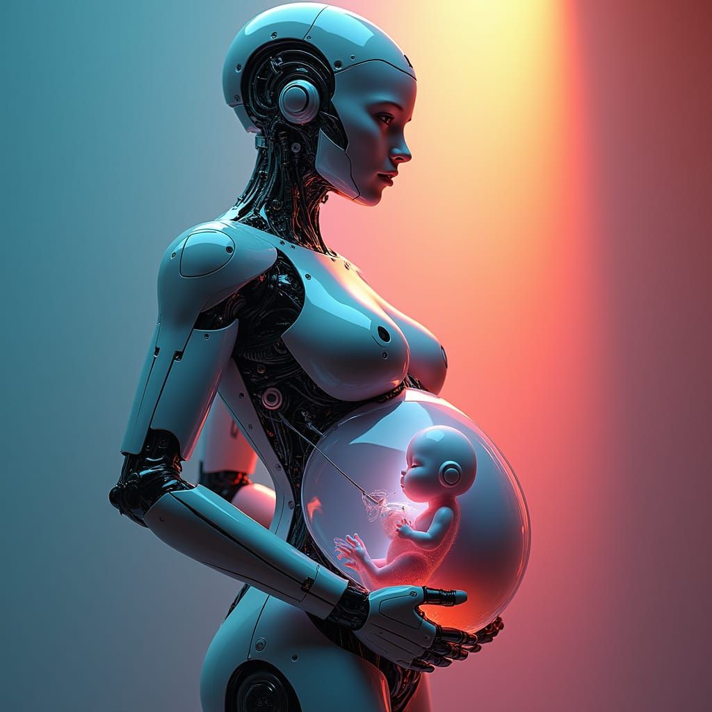 Pregnant Android Robot with Fetus