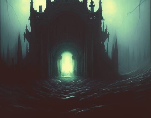 Eerie Cherry Blossom Tree Under Moonlight, Dark Fantasy Art