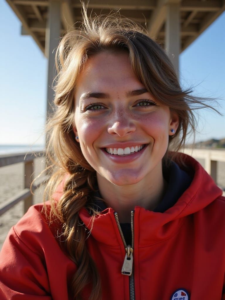Surreal Portrait of Lifeguard in Dramatic Sunlight