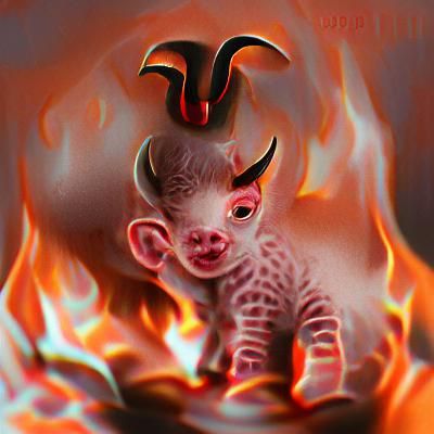 Cartoon Baby Demon with Horns