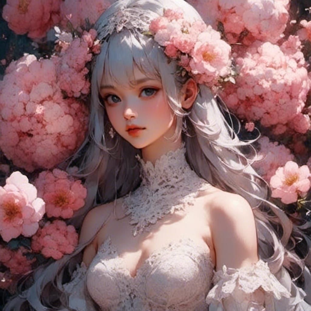 Anime Girl in Lace: A Fantasy Art Masterpiece